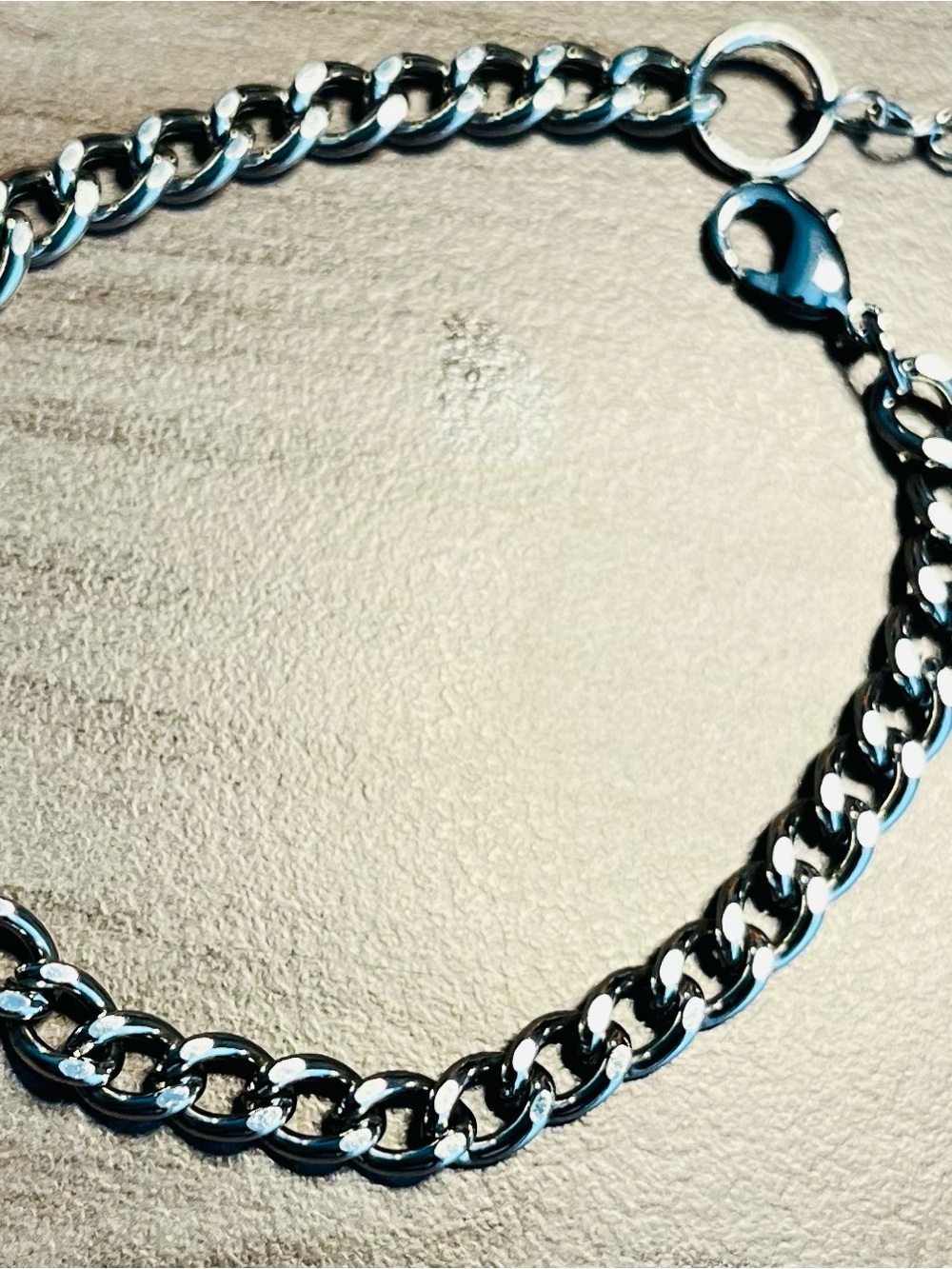 Silver Chain Link Bracelet - Polished Curb Link